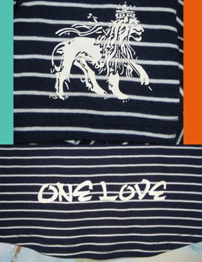 画像2: Jah Lion × One Love Border ポケット Tシャツ